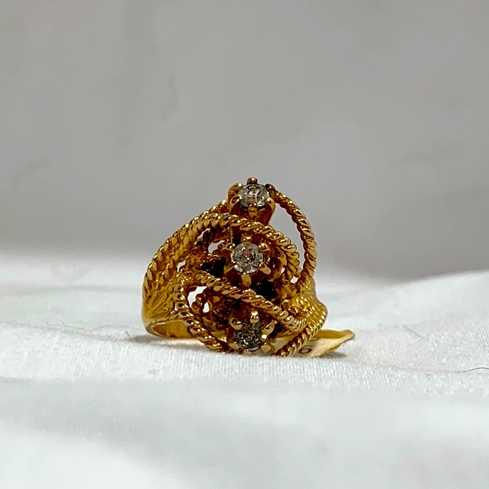 Vintage 1970s Gold & Cubic Zirconia Ring